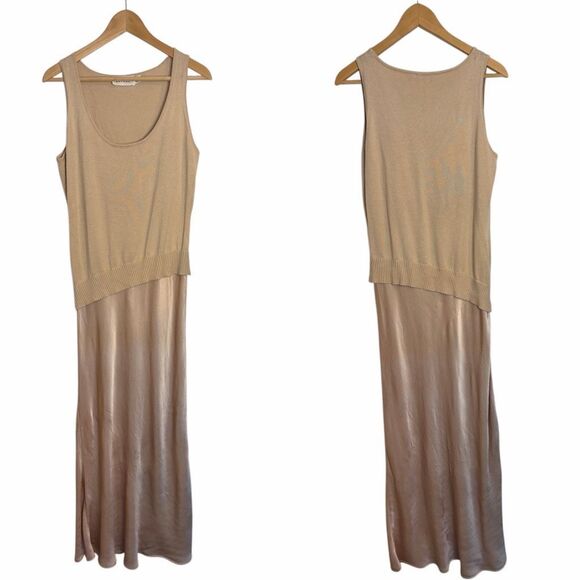 SOVERE / Rhyme Combo Slip Knit Dress in Champagne Size XL - Picture 4 of 12